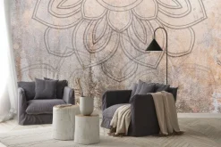 Fototapeta: Mandala na teksturowym betonowym tle w stylu vintage