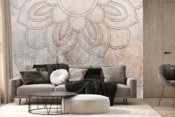 Fototapeta: Mandala na teksturowym betonowym tle w stylu vintage