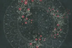 Fototapeta: Mandala na zielonym tle wśród róż