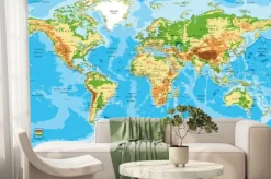 Fototapeta: Mapa fizyczna świata