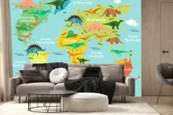 Fototapeta: Mapa po polsku z dinozaurami