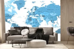 Fototapeta: Mapa po polsku w kolorze błękitnym