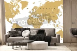 Fototapeta: Mapa świata - granice, kraje, miasta i globusy - ilustracja