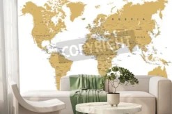 Fototapeta: Mapa świata - granice, kraje, miasta i globusy - ilustracja