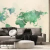 Fototapeta: Mapa świata akwarela vintage w zielonych kolorach