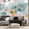 Fototapeta: Mapa świata dla dzieci ze zwierzątkami