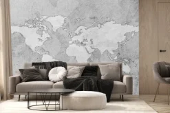Fototapeta: Mapa świata na szarym betonie