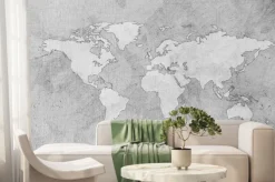 Fototapeta: Mapa świata na szarym betonie