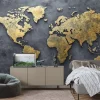 Fototapeta: Mapa świata na surowym betonowym tle nowoczesny styl