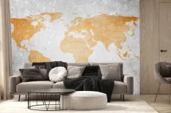 Fototapeta: Mapa świata na jasnym szarym tle