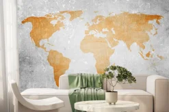 Fototapeta: Mapa świata na jasnym szarym tle