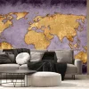 Fototapeta: Mapa świata na ciemnym fioletowym betonowym tle