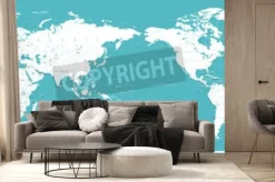 Fototapeta: Mapa świata płaskie azji w wektor centrum.