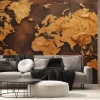 Fototapeta: Mapa świata w brązie i matowym złocie