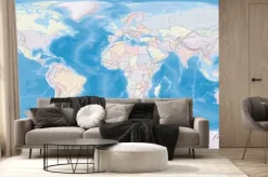 Fototapeta: Mapa świata w rzucie wgs84 z krajów kolorowych i ulgi cieniowania