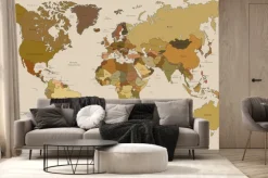 Fototapeta: Mapa świata w stylu vintage po polsku