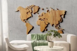 Fototapeta: Mapa świata z drewna w stylu industrialnym