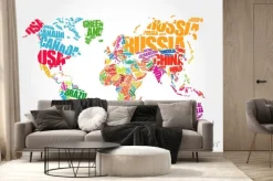 Fototapeta: Mapa świata z kolorowymi napisami