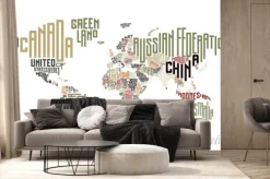 Fototapeta: Mapa świata z kontynentami zrobionymi z napisów