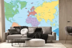 Fototapeta: Mapa świata z kolorowymi kontynentami