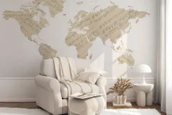 Fototapeta: Mapa świata z muzycznymi nutami