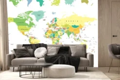 Fototapeta: Mapa świata z zarysem poszczególnych kontynentów