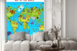 Fototapeta: Mapa świata ze zwierzętami - ilustracji wektorowych, eps