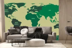 Fototapeta: Mapa świata zielony z kontynent names