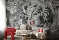 Fototapeta: Marilyn monroe na tle ściany z gazet