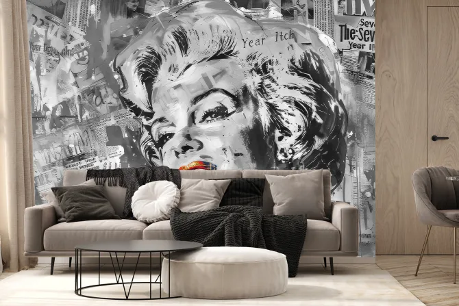Fototapeta: Marilyn monroe na tle ściany z gazet