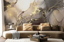 Fototapeta: Marmurowy deseń w stylu akwareli ze złotem