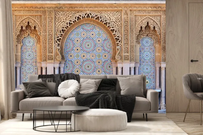 Fototapeta: Marokańska fontanna z kolorowymi mozaikami