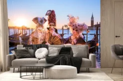 Fototapeta: Maski karnawałowe przed wschodem słońca w wenecji, włochy