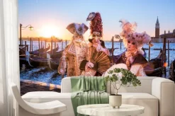 Fototapeta: Maski karnawałowe przed wschodem słońca w wenecji, włochy