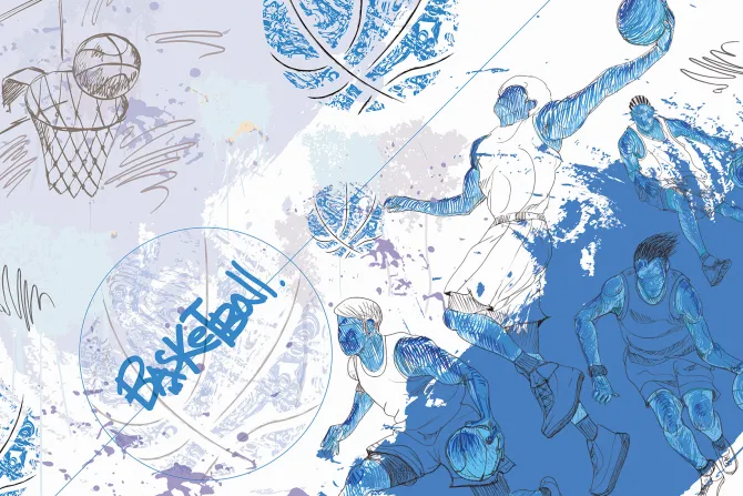 Fototapeta: Mężczyźni trenujący koszykówkę