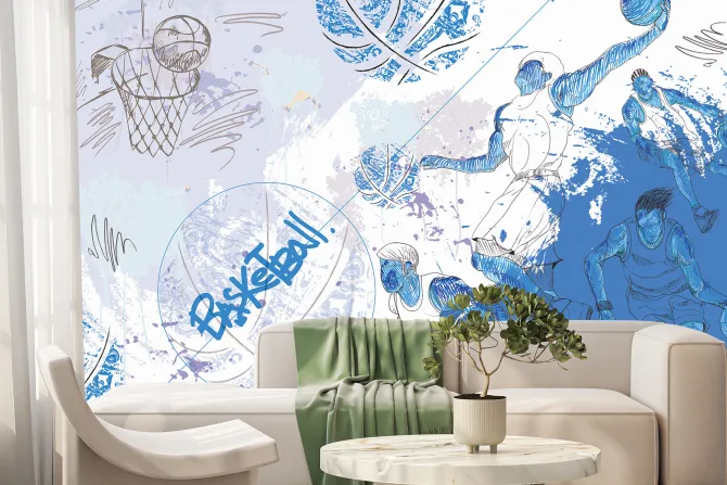 Fototapeta: Mężczyźni trenujący koszykówkę