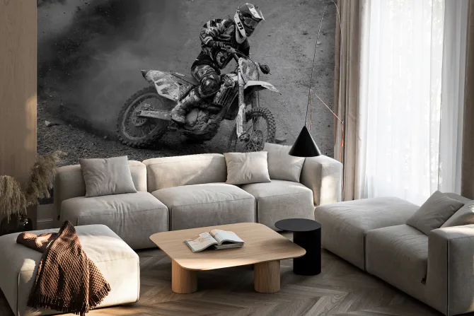 Fototapeta: Mężczyzna jadący na motorze