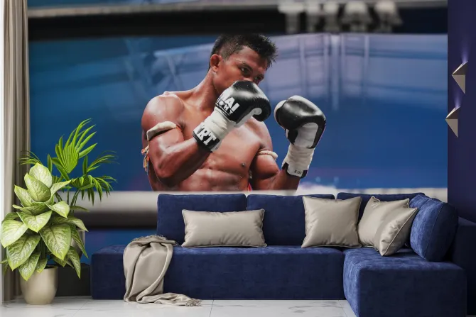 Fototapeta: Mężczyzna podczas wali w boksie