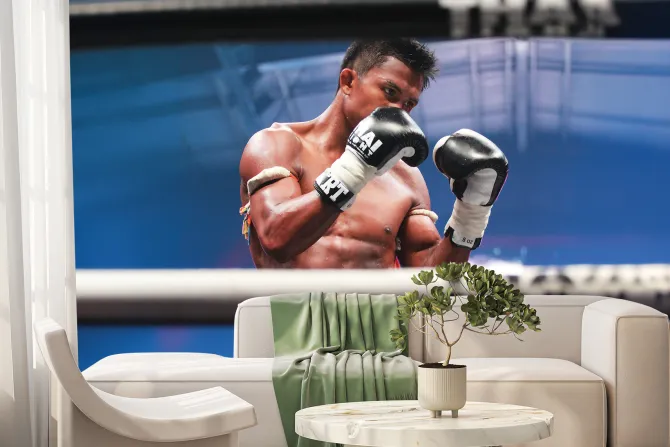 Fototapeta: Mężczyzna podczas wali w boksie