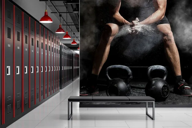 Fototapeta: Mężczyzna szykujący się do podnoszenia ciężarów