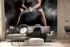 Fototapeta: Mężczyzna szykujący się do podnoszenia ciężarów