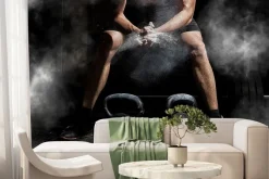 Fototapeta: Mężczyzna szykujący się do podnoszenia ciężarów