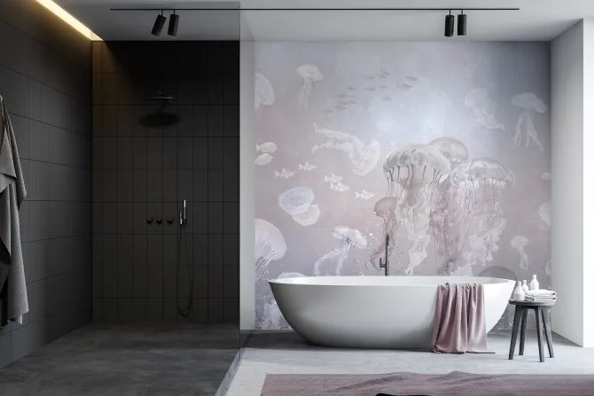 Fototapeta: Meduzy i ryby w podwodnym krajobrazie