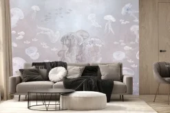 Fototapeta: Meduzy i ryby w podwodnym krajobrazie