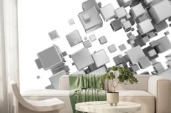 Fototapeta: Metalowe kostek abstrakcyjne sieci ilustracji. renderowanie 3d