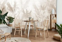 Fototapeta: Mglista łąka kwiaty polne w odcieniach beżu