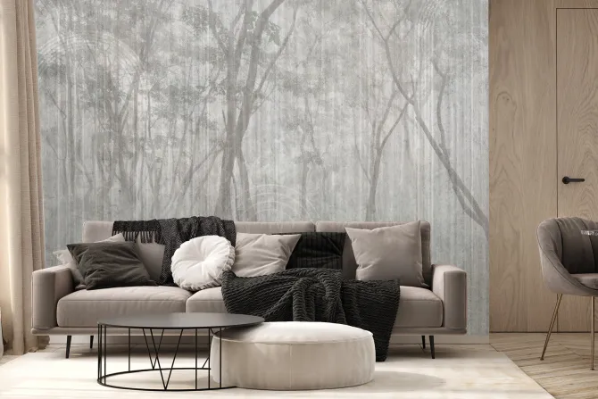 Fototapeta: Mglisty krajobraz drzew w parku