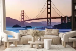 Fototapeta: Mglisty krajobraz poranek z widokiem na golden gate bridge