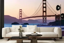 Fototapeta: Mglisty krajobraz poranek z widokiem na golden gate bridge