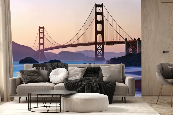 Fototapeta: Mglisty krajobraz poranek z widokiem na golden gate bridge